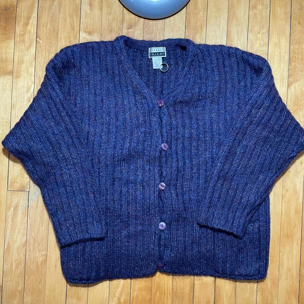 Vintage Express Tricot Mohair Cardigan Sweater Size M Soft Knit